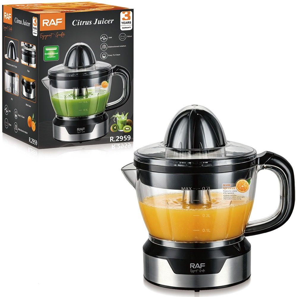 Electric Citrus Juicer with 700ml Capacity, Effortless Orange and Lemon Squeezing, Compact Countertop Design with Pour Spout and Handle for Fresh Homemade Juice in Any Kitchen (Transparent)