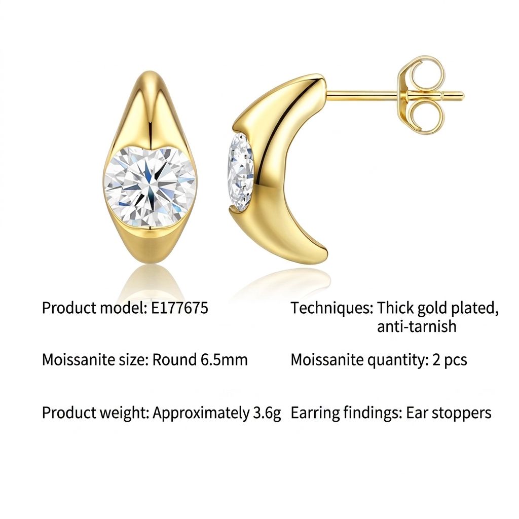Elevate your everyday elegance with these luxurious moissanite drop earrings, featuring brilliant round-cut stones in a radiant gold setting. Designed for versatile wear, they effortlessly transition from chic daily office attire to refined formal occasio
