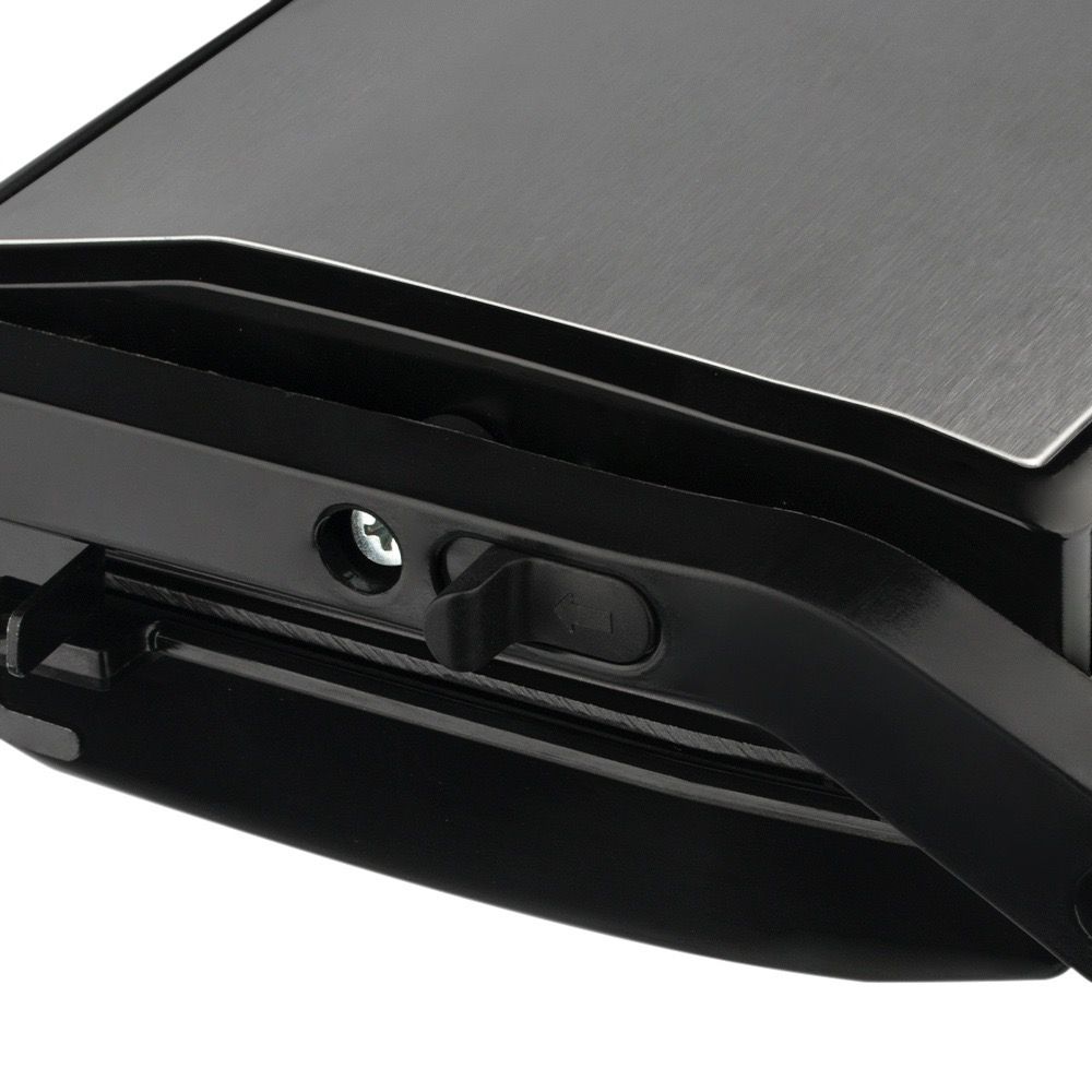 Versatile Electric Grill and Panini Press with Brushed Stainless Steel Lid, Double-Sided Non-Stick Plates, 180° Flattening Design for Steaks, Sandwiches, Breakfast Meats, Vegetables, and Indoor Grilling (Silver)