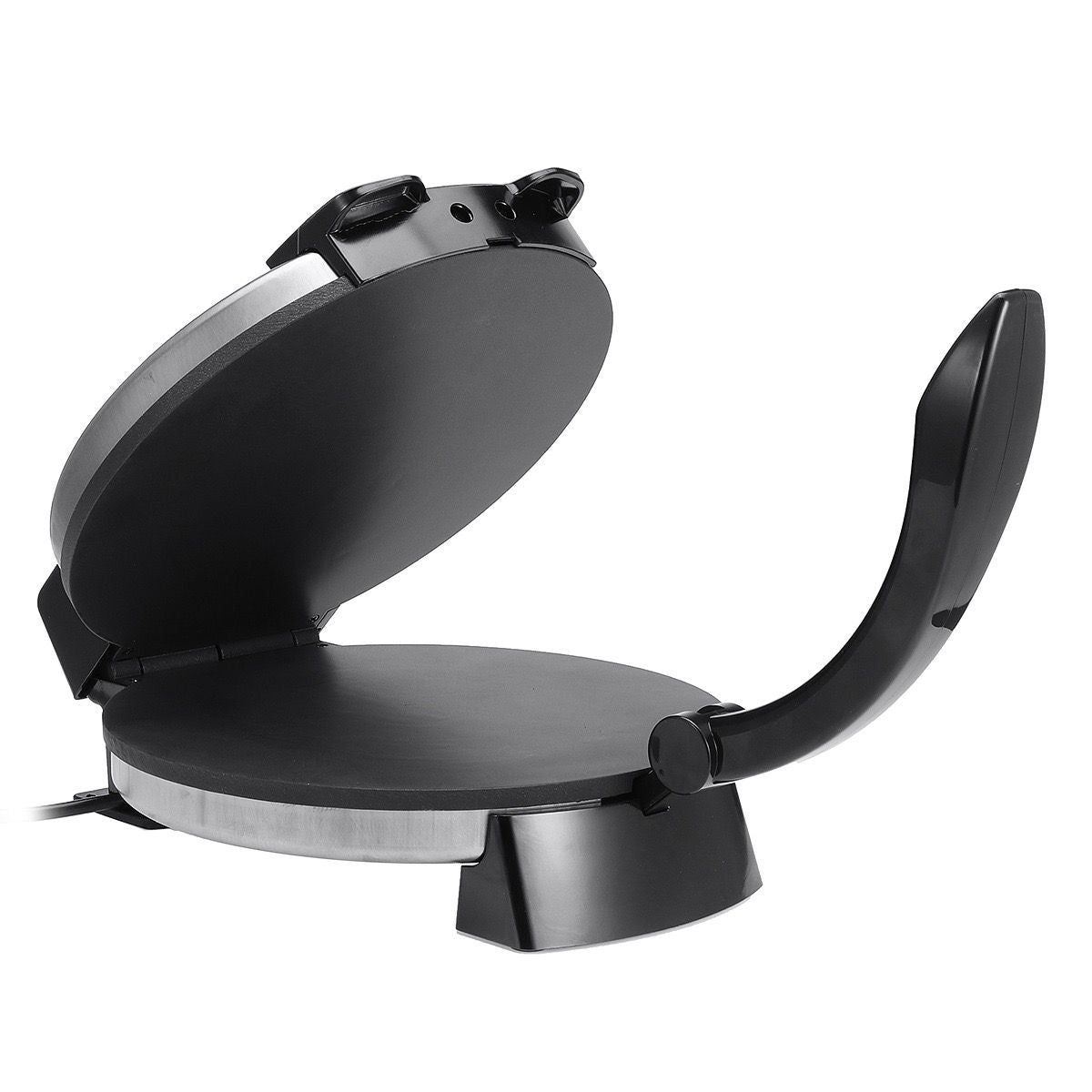 Versatile Electric Crepe Maker and Pancake Machine with Non-Stick Heating Plates, Stainless Steel Body, and Adjustable Temperature Control for Home Kitchen Cooking of Pizzas, Tortillas, and More (Silver)