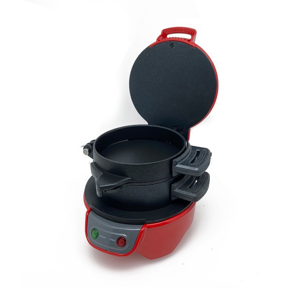Electric Burger & Sandwich Maker for Home, Non-Stick Dual Heating Plates, Quick Breakfast Grill for Ham, Egg, and Toast, Compact Lightweight Design for Easy Everyday Meals (Red)