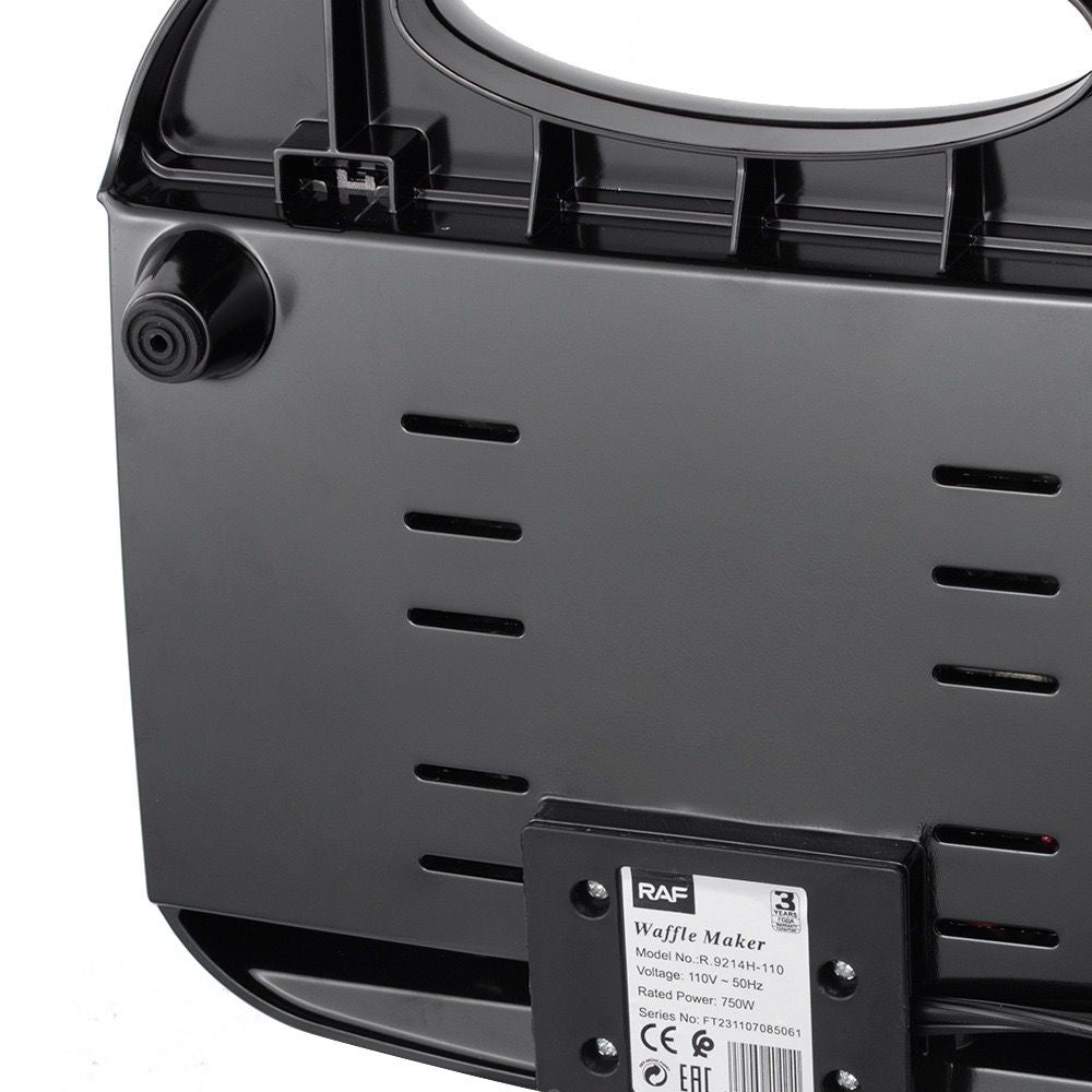 Non-Stick Dual-Sided Waffle Maker with Portable Handle, Compact Design for Effortless Homemade Breakfasts, Easy-Clean Coated Plates, and Quick Even Heating for Crispy Golden Waffles Every Time (Black)