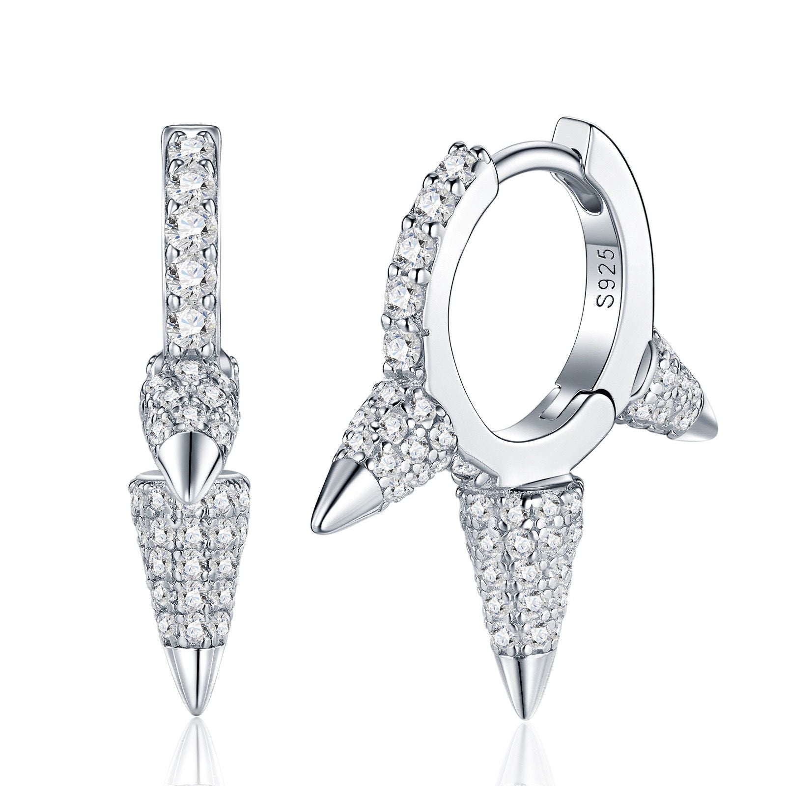 S925 Silver Moissanite Ear Cuff with GRA Certificate – Edgy Three-Prong Stud Design, Icy Sparkle Finish, Hypoallergenic & Fade-Resistant, Perfect for Trendy Daily Wear and Statement Styling (Moissanite, Premium S925)
