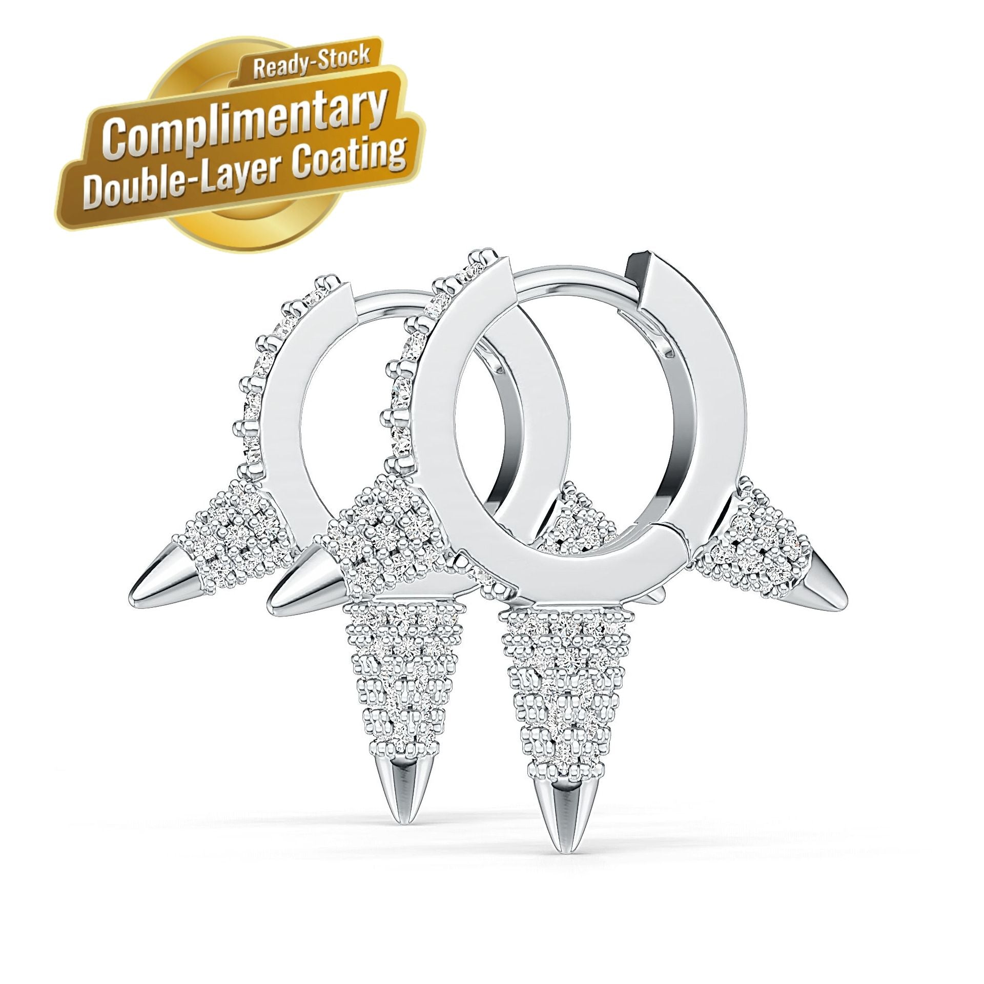 S925 Silver Moissanite Ear Cuff with GRA Certificate – Edgy Three-Prong Stud Design, Icy Sparkle Finish, Hypoallergenic & Fade-Resistant, Perfect for Trendy Daily Wear and Statement Styling (Moissanite, Premium S925)