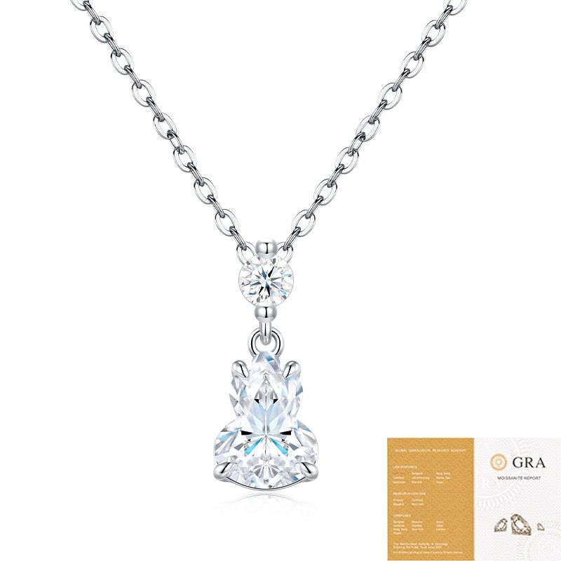 Elegant Gourd-Shaped Moissanite Pendant Necklace with Round Accent Stone, Sterling Silver Finish, Ideal for Daily Wear and Light Formal Occasions, Includes Certification for Authenticity (Moissanite, Premium S925)