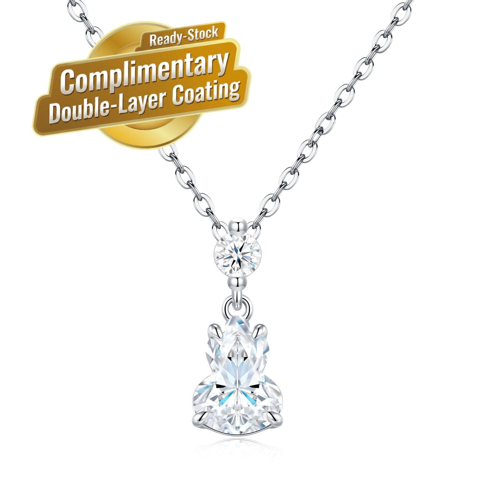 Elegant Gourd-Shaped Moissanite Pendant Necklace with Round Accent Stone, Sterling Silver Finish, Ideal for Daily Wear and Light Formal Occasions, Includes Certification for Authenticity (Moissanite, Premium S925)
