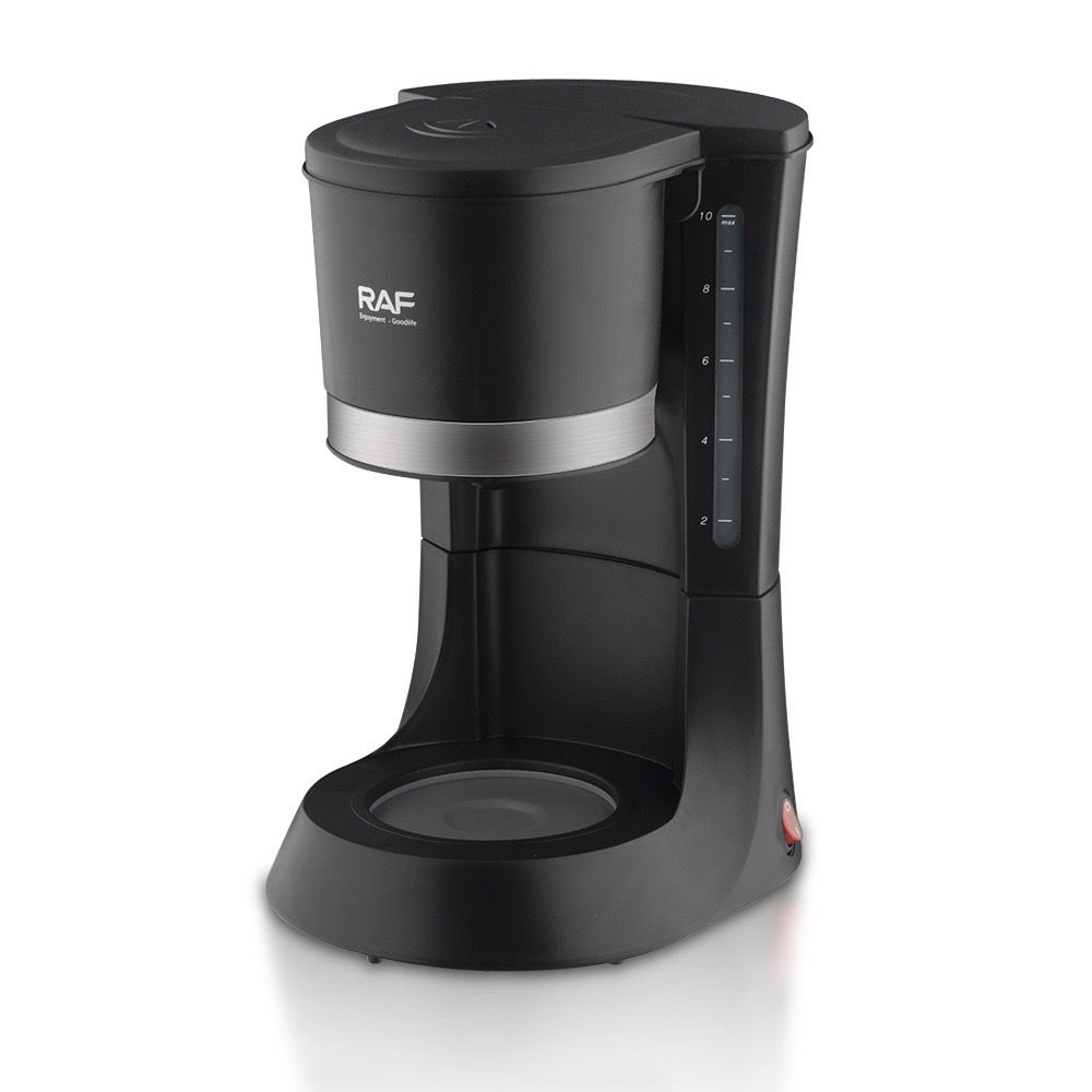Automatic Drip Coffee Maker with Glass Carafe, Compact 1.2L Capacity, Anti-Drip System, Easy-Clean Design for Home, Office, or Small Kitchen Use, Black Stainless Steel Trim (Black)
