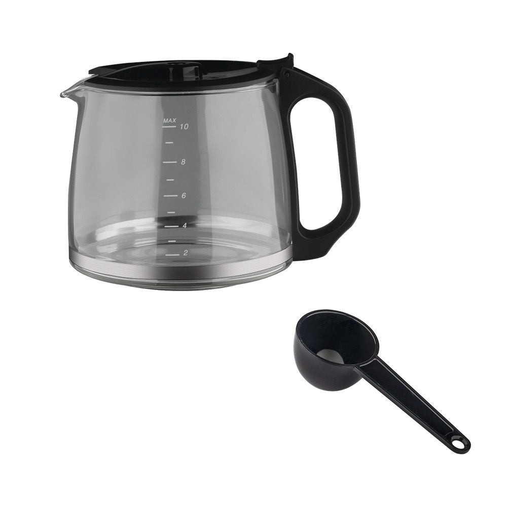 Automatic Drip Coffee Maker with Glass Carafe, Compact 1.2L Capacity, Anti-Drip System, Easy-Clean Design for Home, Office, or Small Kitchen Use, Black Stainless Steel Trim (Black)