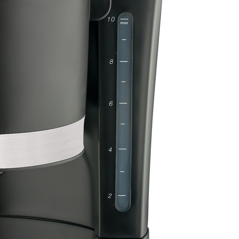 Automatic Drip Coffee Maker with Glass Carafe, Compact 1.2L Capacity, Anti-Drip System, Easy-Clean Design for Home, Office, or Small Kitchen Use, Black Stainless Steel Trim (Black)