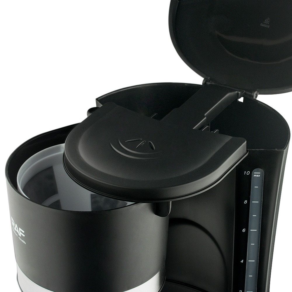 Automatic Drip Coffee Maker with Glass Carafe, Compact 1.2L Capacity, Anti-Drip System, Easy-Clean Design for Home, Office, or Small Kitchen Use, Black Stainless Steel Trim (Black)