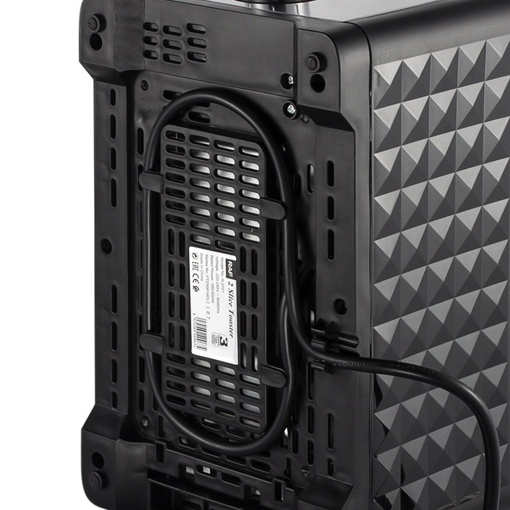 2-Slice Retro Toaster with Diamond Textured Finish, Stainless Steel Body, and Removable Crumb Tray for Family Breakfast, Reheating, and Defrosting (Black)