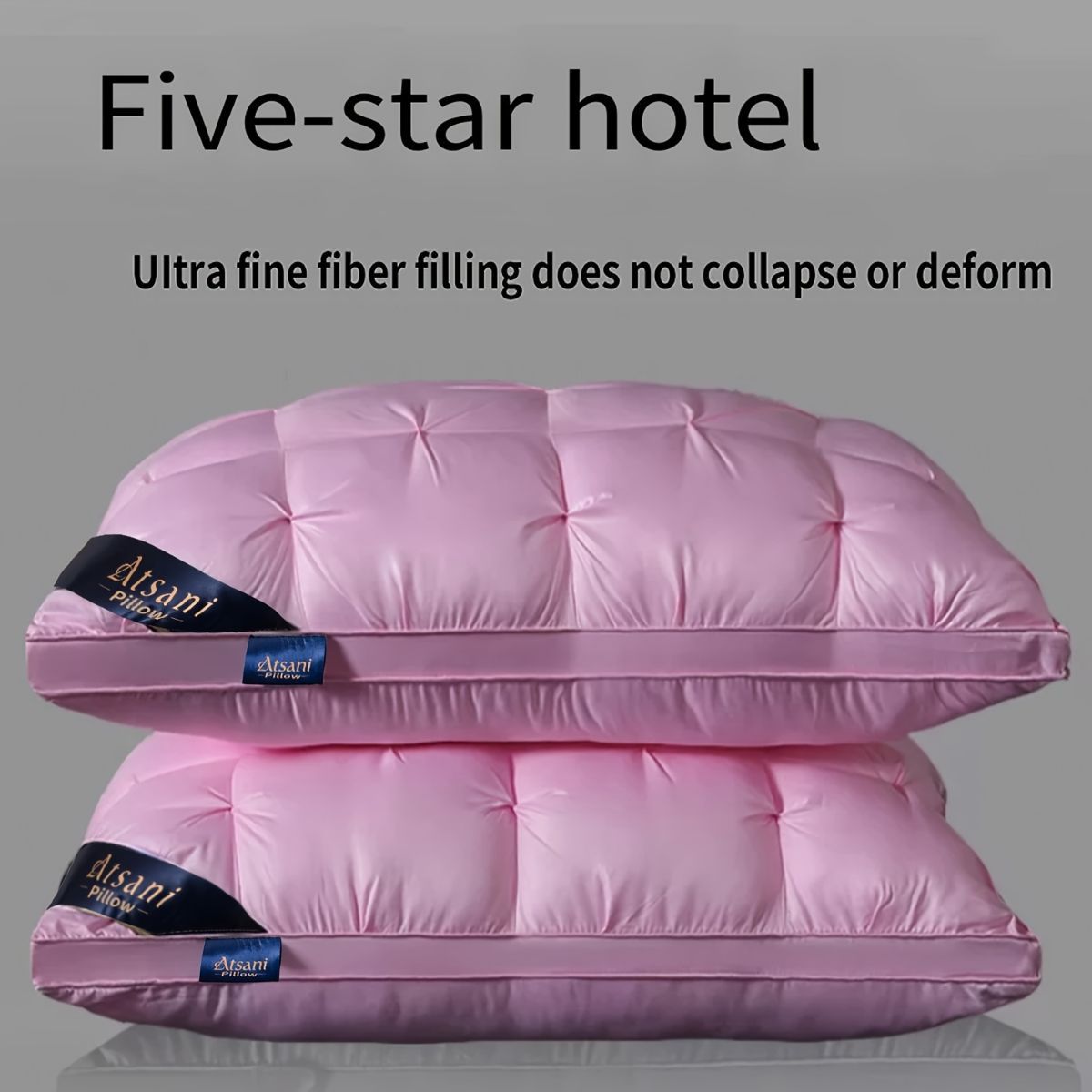 Five-Star Hotel Pillows Ultra-Fine Fiber Pillows Plush Pillows Pink Pillows - Blue - Size L