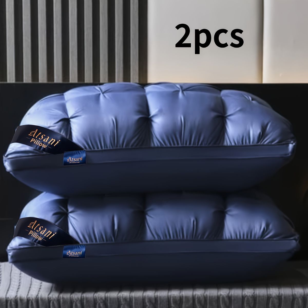 Five-Star Hotel Pillows Ultra-Fine Fiber Pillows Plush Pillows Pink Pillows - Blue - Size L