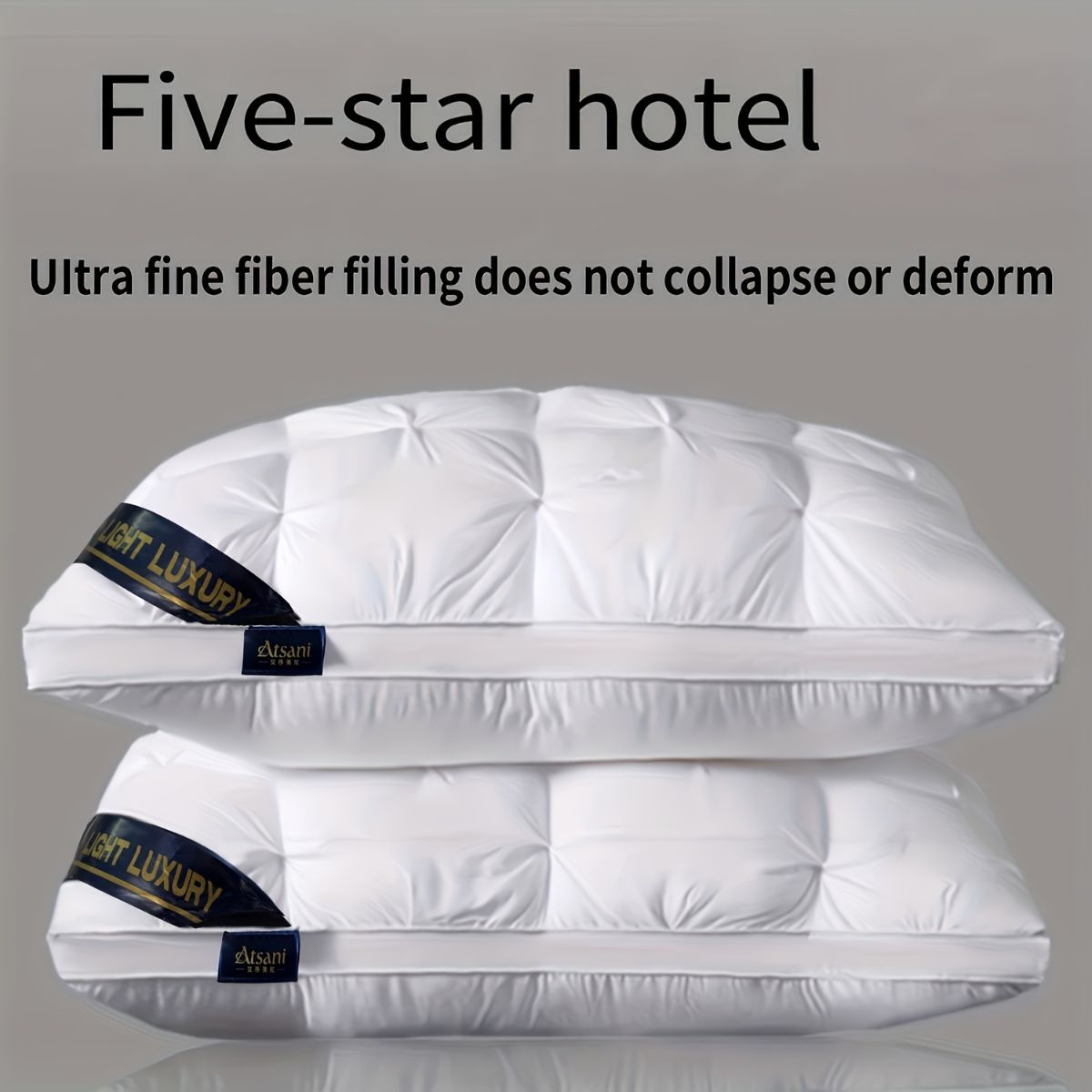 Five-Star Hotel Pillows Ultra-Fine Fiber Pillows Plush Pillows Pink Pillows - Pink - Size L