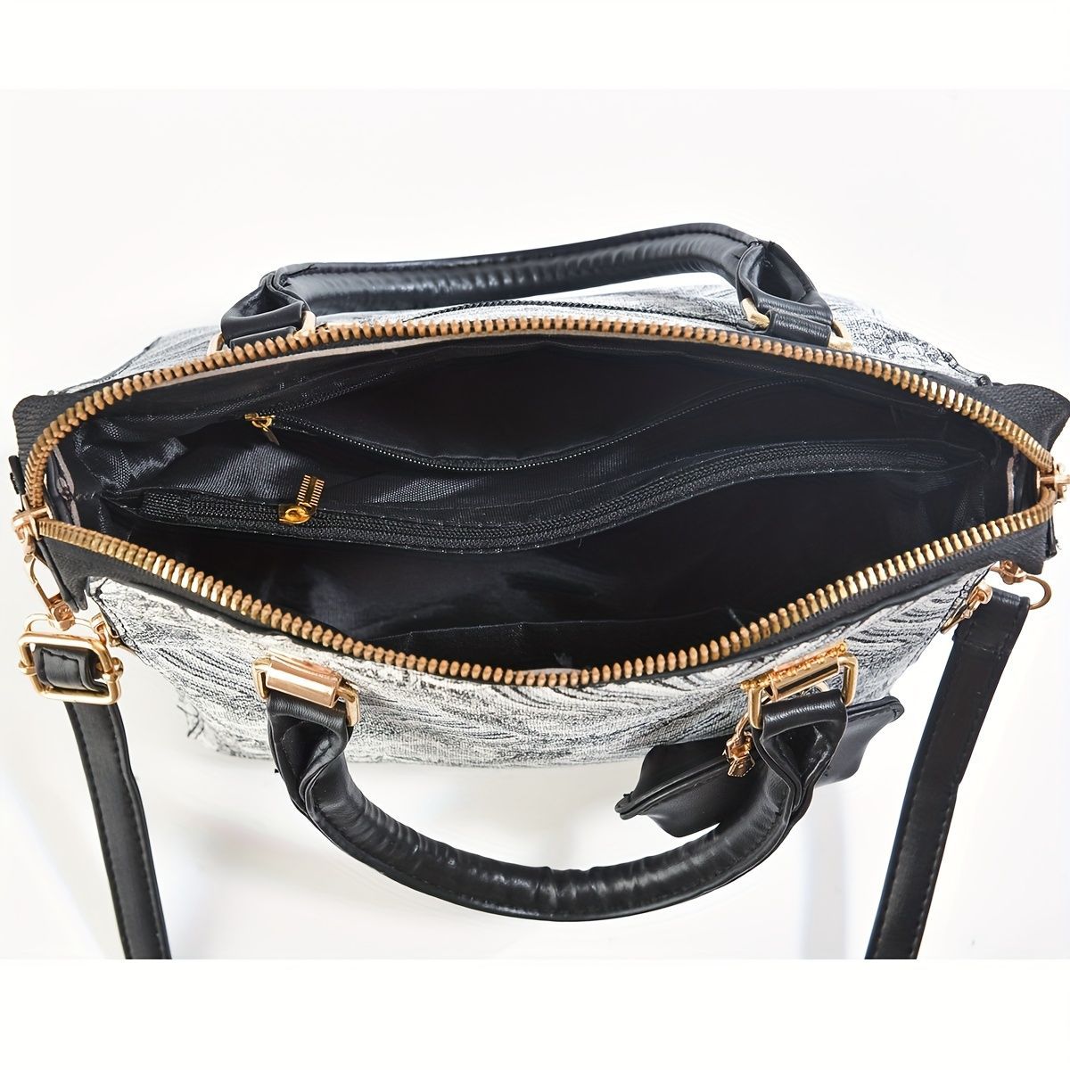 Ladies Hand-Held Bags 2-Piece Set Embroidered Print Retro Stylish Bag With - Pink - Size 24-13-24