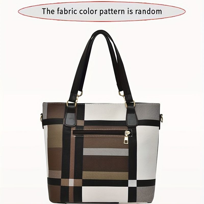 Women'S Bag Set Six Piece Bag Set Checkered Bag Large Capacity Bag Korean Style - Blue - Size 30-27-13