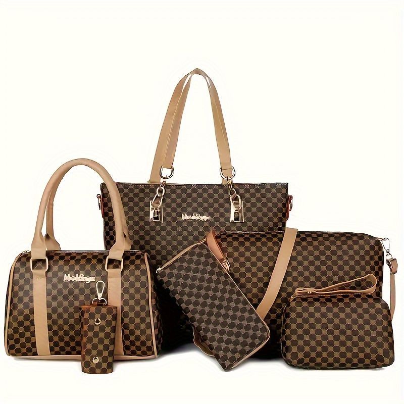 Women'S Handbag Set Large Capacity Tote Bag Shoulder Bag For Women Crossbody - Brown - Size 35-13-28