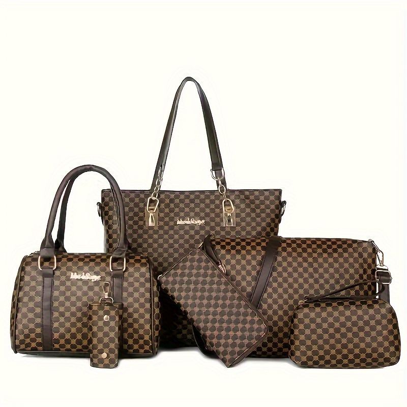 Women'S Handbag Set Large Capacity Tote Bag Shoulder Bag For Women Crossbody - Brown - Size 35-13-28
