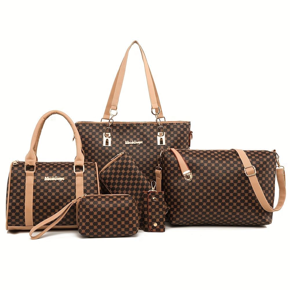 Women'S Handbag Set Large Capacity Tote Bag Shoulder Bag For Women Crossbody - Brown - Size 35-13-28