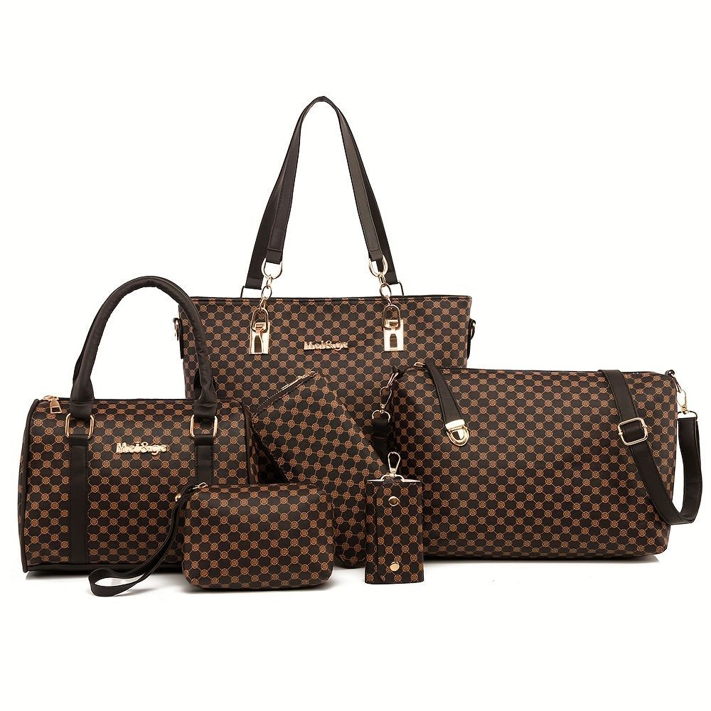Women'S Handbag Set Large Capacity Tote Bag Shoulder Bag For Women Crossbody - Brown - Size 35-13-28