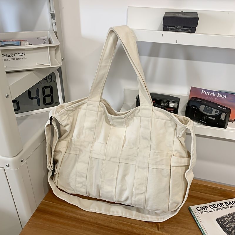 Unisex Bag Cross-Body Bag Shoulder Bag Tote Bag Large Capacity Bag Student Bag - Beige - Size 38-14.5-32