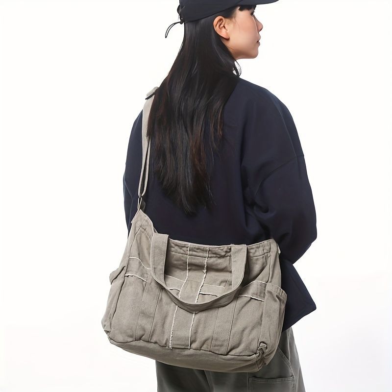 Unisex Bag Cross-Body Bag Shoulder Bag Tote Bag Large Capacity Bag Student Bag - Beige - Size 38-14.5-32