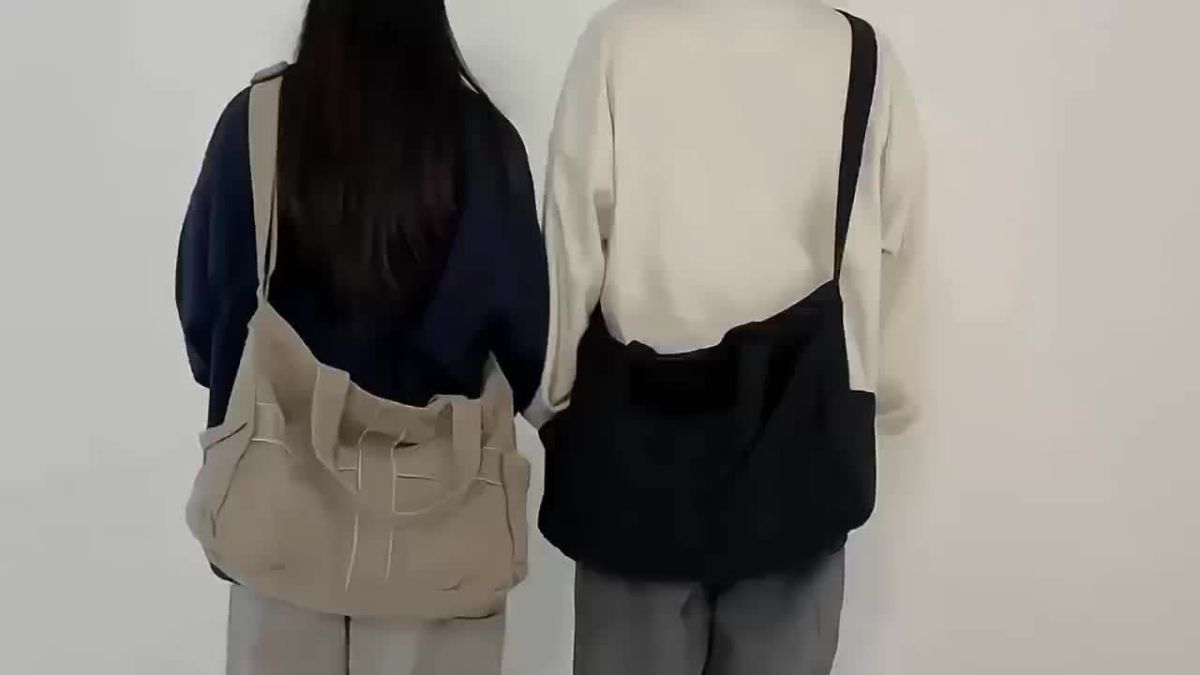 Unisex Bag Cross-Body Bag Shoulder Bag Tote Bag Large Capacity Bag Student Bag - Black - Size 38-14.5-32