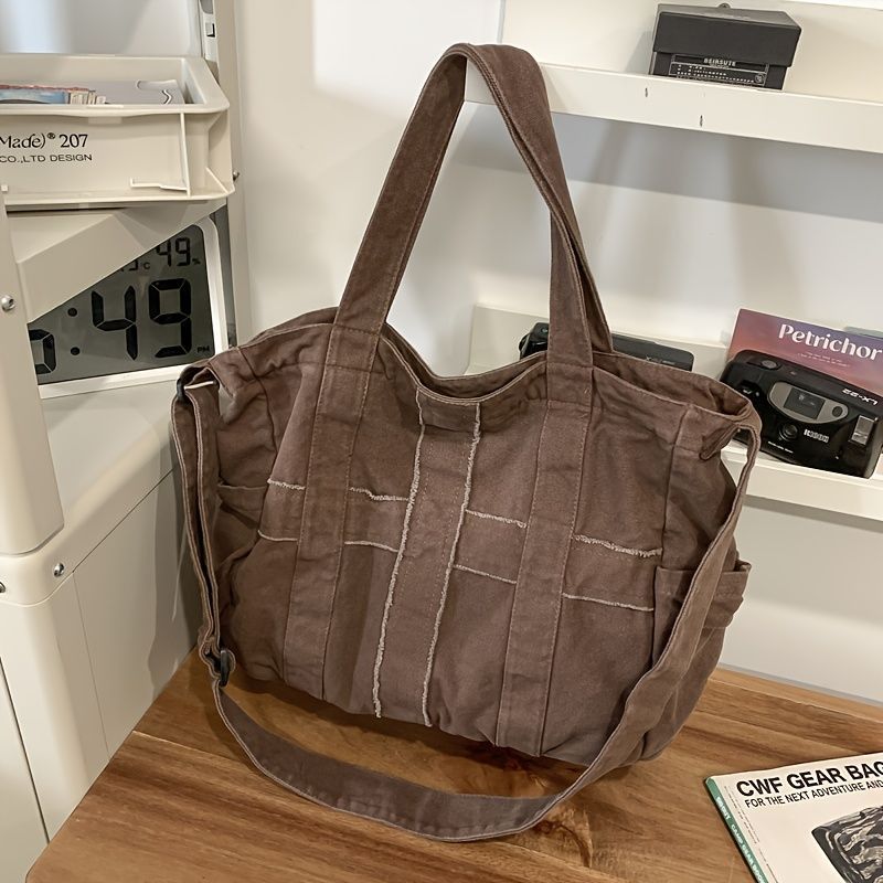 Unisex Bag Cross-Body Bag Shoulder Bag Tote Bag Large Capacity Bag Student Bag - Black - Size 38-14.5-32