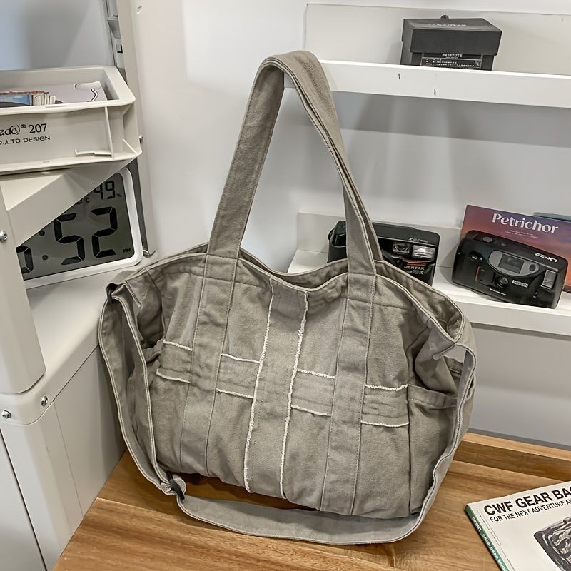 Unisex Bag Cross-Body Bag Shoulder Bag Tote Bag Large Capacity Bag Student Bag - Brown - Size 38-14.5-32