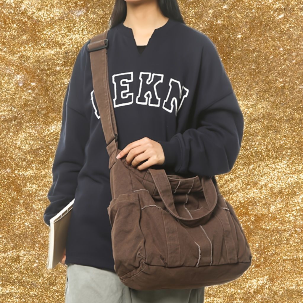 Unisex Bag Cross-Body Bag Shoulder Bag Tote Bag Large Capacity Bag Student Bag - Gray - Size 38-14.5-32