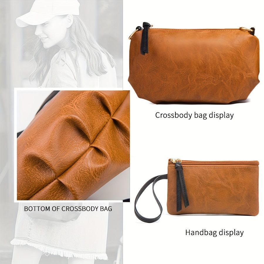 Vintage Bag Set Women'S Bag Set Tote Bag Cross-Body Bag Clutch Card Holder - Brown - Size 32-16-20
