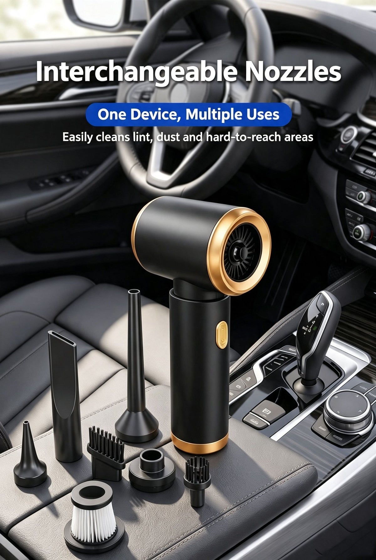 2000mAh wireless high suction dual-purpose car vacuum cleaner for suction and blowing