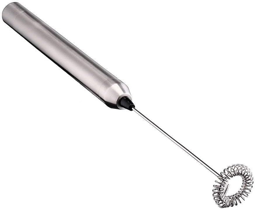 Milk Frother Handheld Electric Milk Foamer Portable Mini Mixer Machine Stainless Steel Touch Handheld Espresso Mixer Battery Operated Frother Coffee Stirrer Maker for Hot Chocolate Coffee