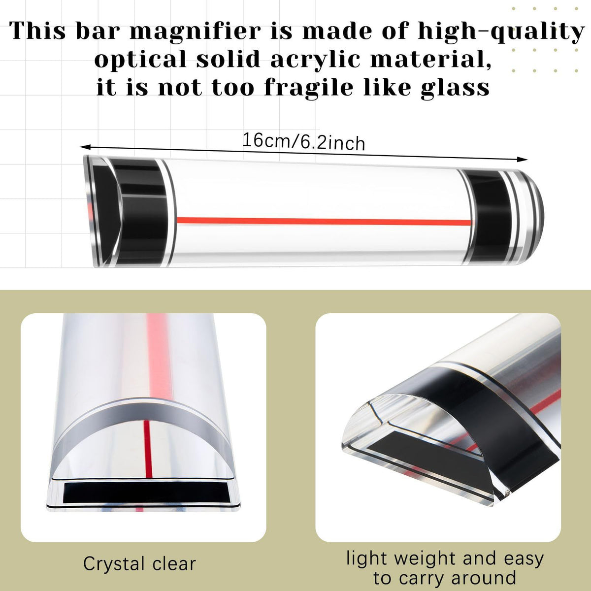 Magnifer with line and Magnet - 6 inch (Line Magnifier)