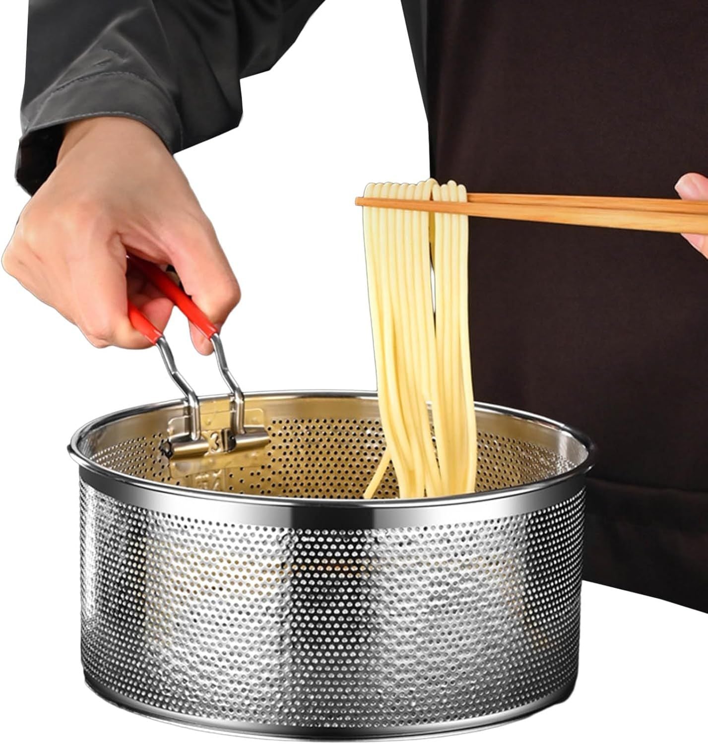 Deep Fryer Basket Only,18*10cm Round Stainless Steel Fry Basket, Heat Resistant for Frying French Fries Cooking Noodles