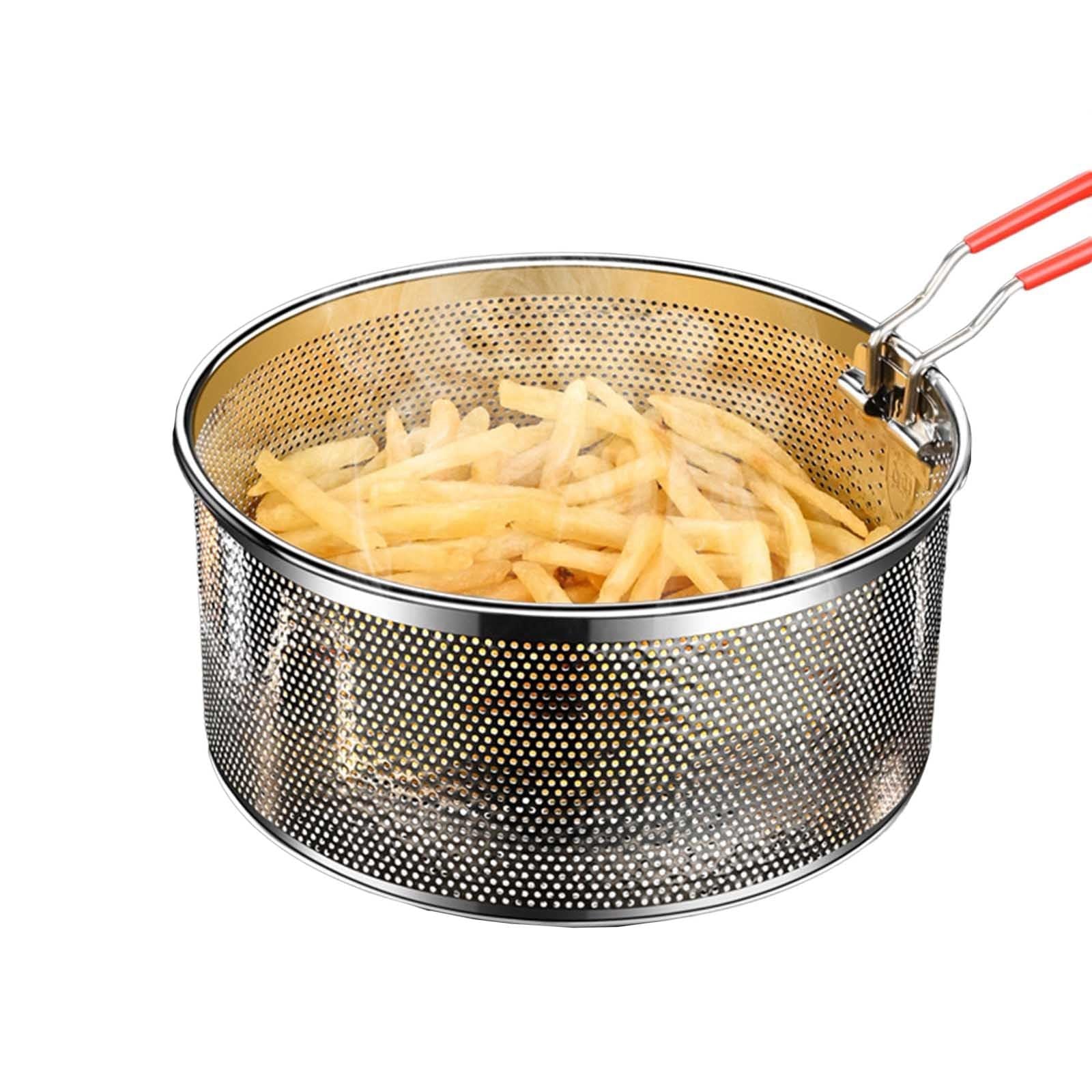 Deep Fryer Basket Only,18*10cm Round Stainless Steel Fry Basket, Heat Resistant for Frying French Fries Cooking Noodles