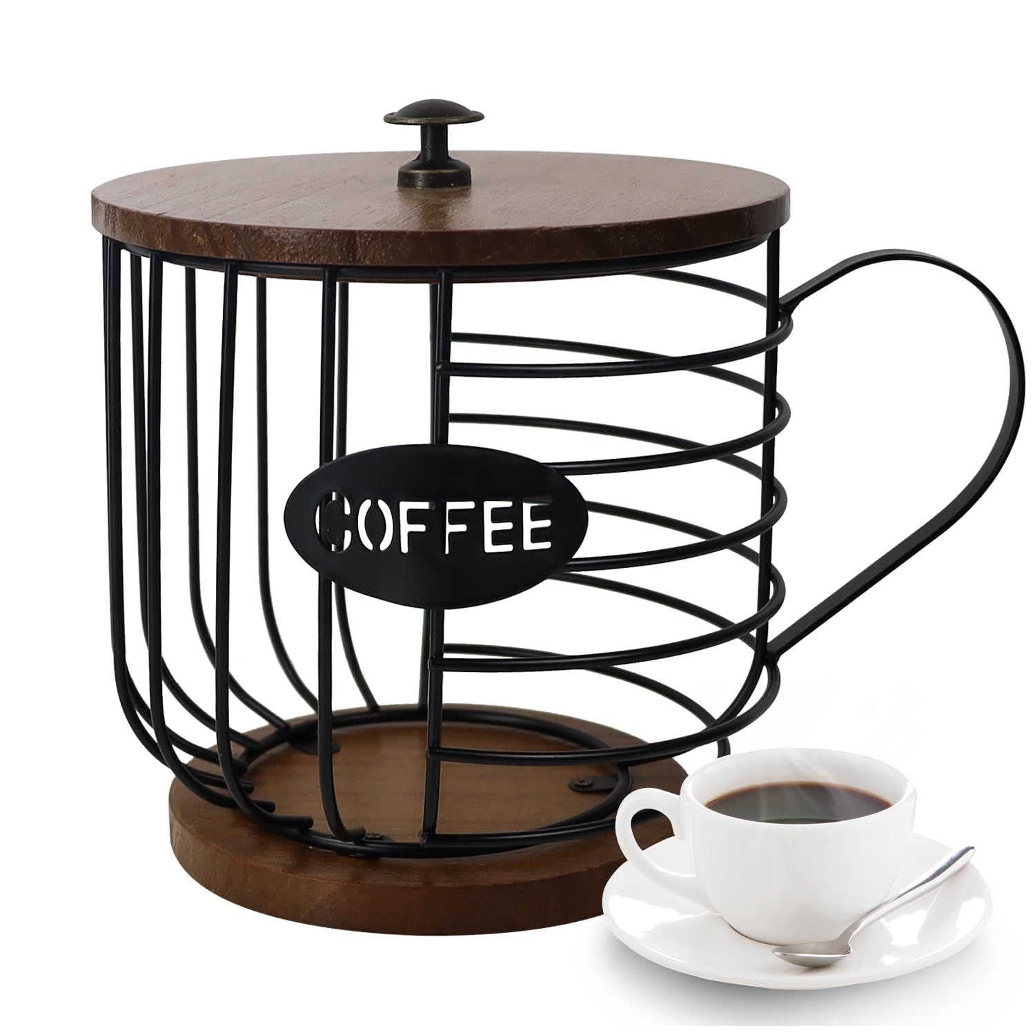 Coffee Pod Holder for K Cups, Mug Shape Coffee Pod Organizer, Coffee Pods Storage Basket for Coffee Bar