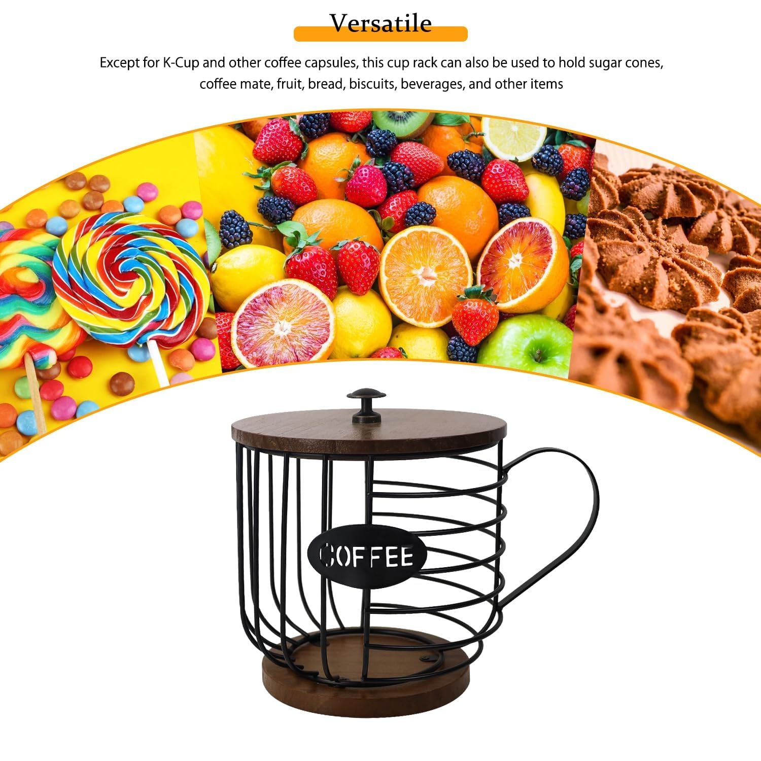 Coffee Pod Holder for K Cups, Mug Shape Coffee Pod Organizer, Coffee Pods Storage Basket for Coffee Bar