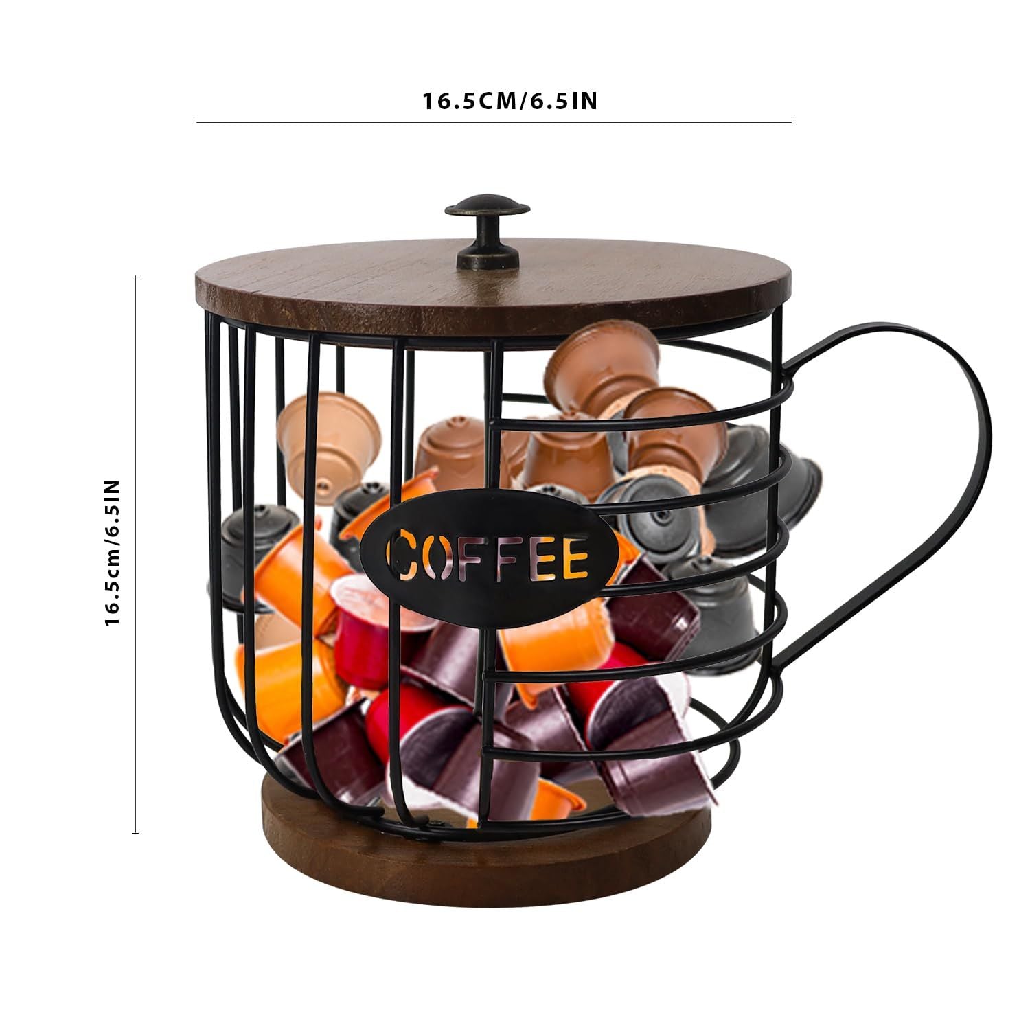 Coffee Pod Holder for K Cups, Mug Shape Coffee Pod Organizer, Coffee Pods Storage Basket for Coffee Bar
