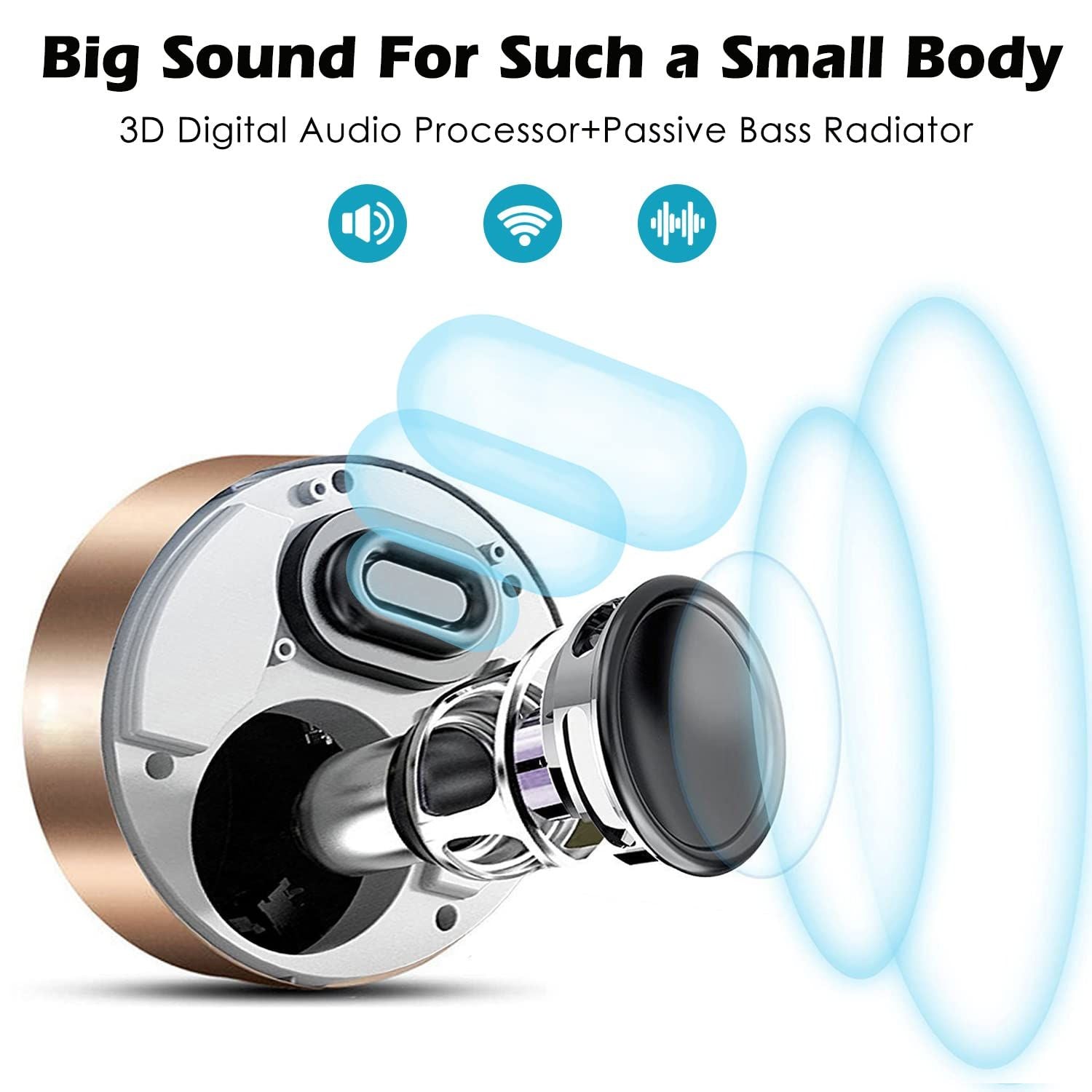 Smart LED Touch Play Bluetooth Speaker Portable Wireless Speakers with HD Sound / 12-Hour Playtime(Gold)