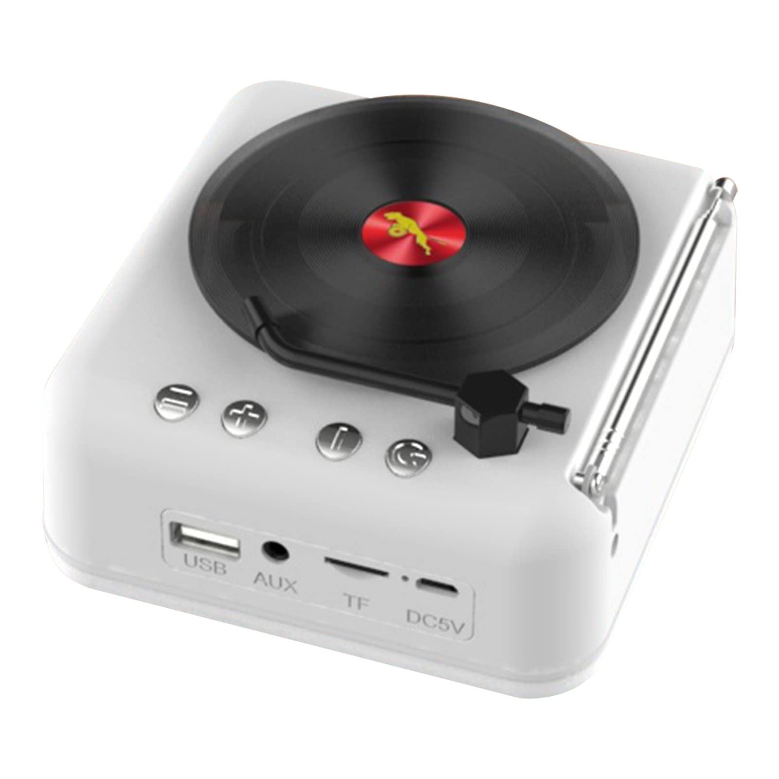 （white）Record Player with Speakers Bluetooth Turntable Vintage Portable Player Support USB AUX-in Headphone RCA Line-Out