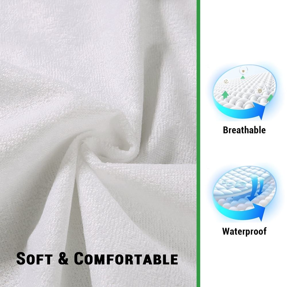 Bamo Cotton Waterproof Pillow Protector, Breathable Pillow Cover, Cooling Pillow Case Protector with Zipper, Super Soft Pillow Case Cover with Zipper (2 s, Queen 20"x30", White)