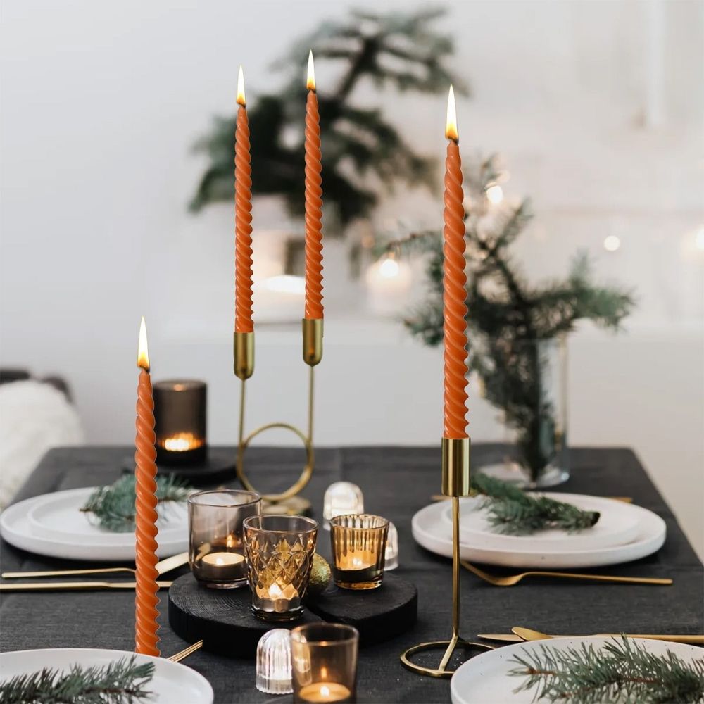 Taper Candles, 4 Pack Spiral Candles Set, Elegant Dripless Candlesticks, for Home Party Wedding Dinner Party, and Home Décor