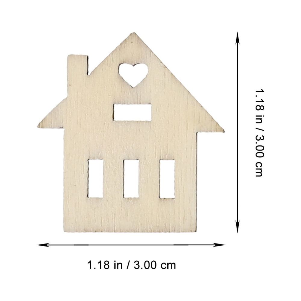 100 Pcs Small House for Crafts Gingerbread Doodle Wood Chips
