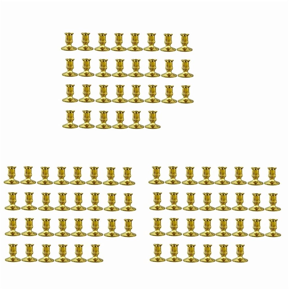 90PCS Gold Pillar Candle Base Taper Candle Holder Candlestick Christmas Decor