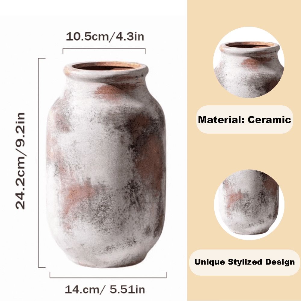 Hand-Thrown Vase， 6 Inch Small Clay Vase for Dried Flowers - Unique Textured Ceramic Pottery， Minimalist Home Decor