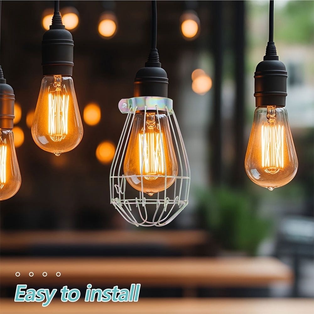 9Pcs Industrial Light Bulb Cage Metal Lamp Shade Guard Heat Isolation for Home