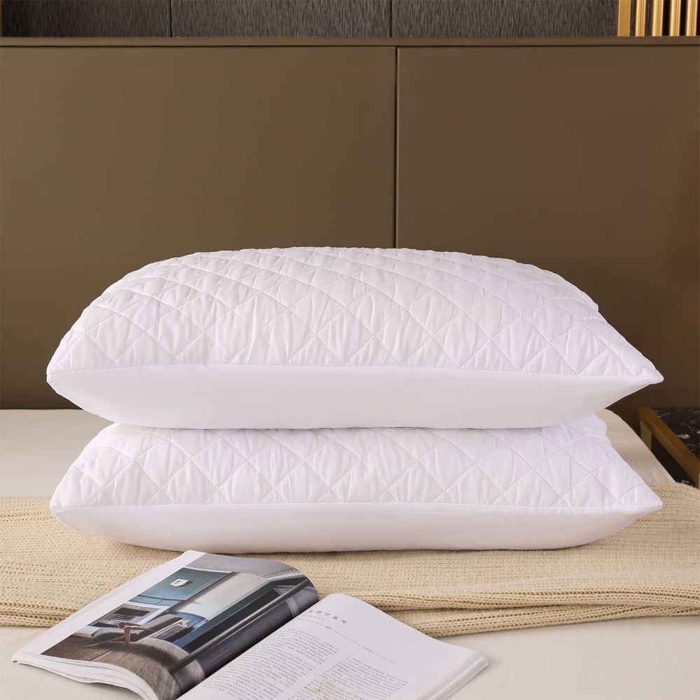 Soft Pillow Protectors, Standard Size, Breathable Skin-Friendly Cotton Pillow Covers, Waterproof & Stainproof Pillows Protectors, Machine Washable