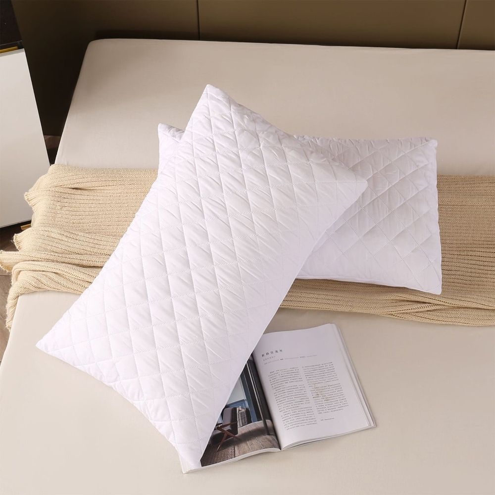 Soft Pillow Protectors, Standard Size, Breathable Skin-Friendly Cotton Pillow Covers, Waterproof & Stainproof Pillows Protectors, Machine Washable