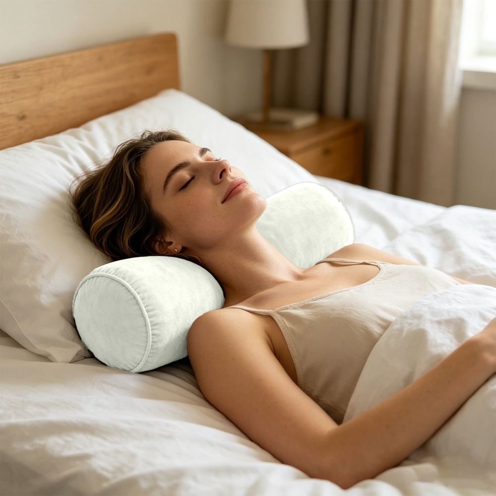 Round Neck Pillow Case Covers, 15.7x5.9inch Cervical Neck Roll Pillow Cover with Zipper for Hair & Skin